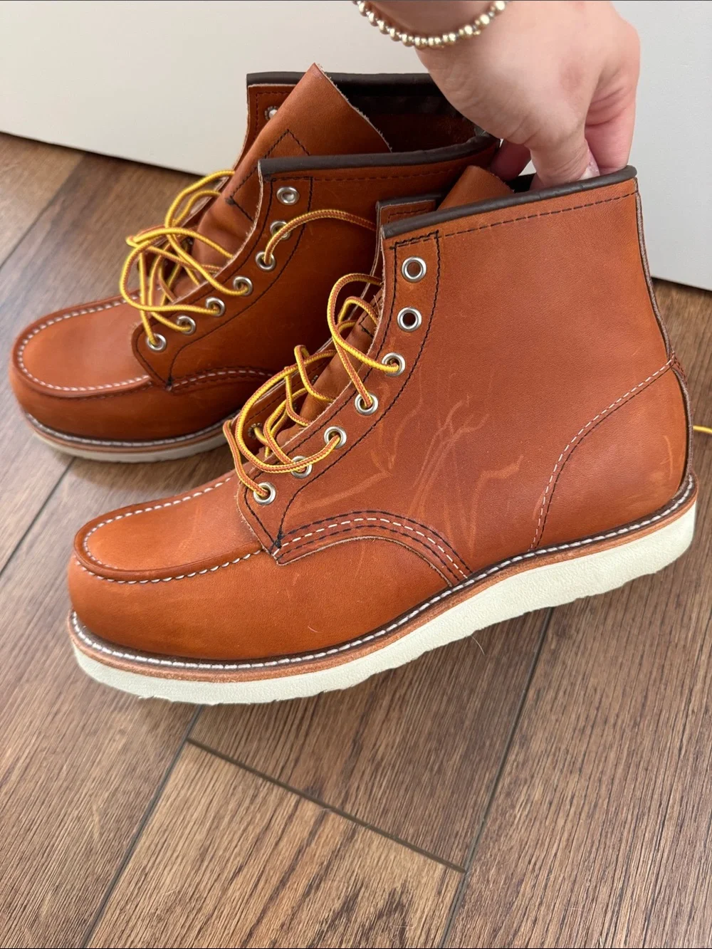 Red Wing Classic Moc Toe 875 ORO LEGACY Boots with Yellow Laces